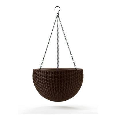 Keter Sphere Hanging Round Planter con catena Brown Rattan Style
