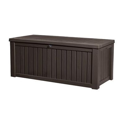 Garden Storage Chest Box Seat Lid 570L Terrace Weatherproof UV Resistant Brown