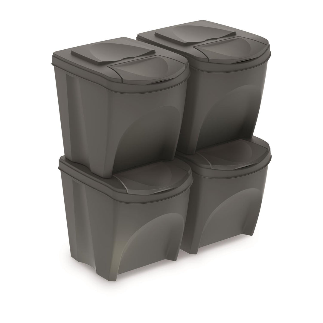 Prosperplast IKWB20S4-405U Clasificing Waste Bin Set Recicling Segregación Container ECO Stackable 4 x 20L