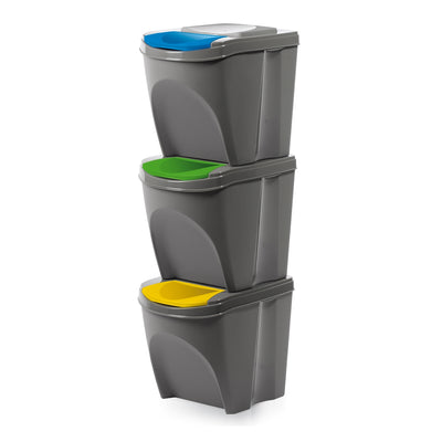 Sortibox 3x25L bins contenitore grigio set