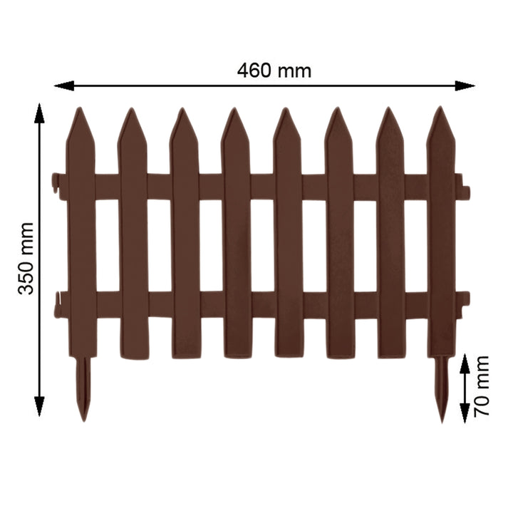 PROSPERPLAST Garden Classic IPŁSU R222 Kurzer Gartenzaun, klein, braun, 3,2 m, Kantenumzäunung, Blumenbeet-Rasenbegrenzung, stabil