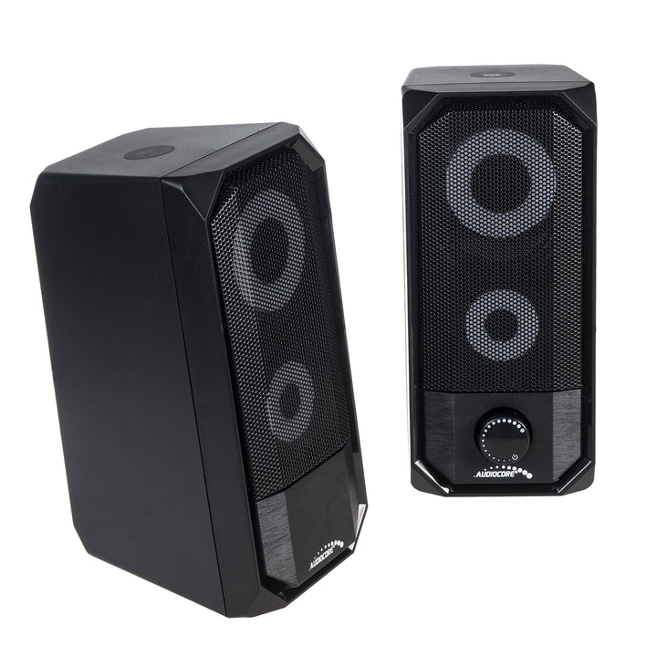 Audiocore AC845 Bluetooth 5.0 Computer Speakers, 3.5mm Mini Jack, AUX, USB 5V 6W - Touch Control Black