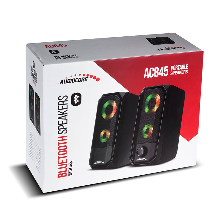 Altavoces de computadora Bluetooth 5.0, miniconector de 3.5 mm, USB 5v Audiocore AC845 negro 10W - control táctil