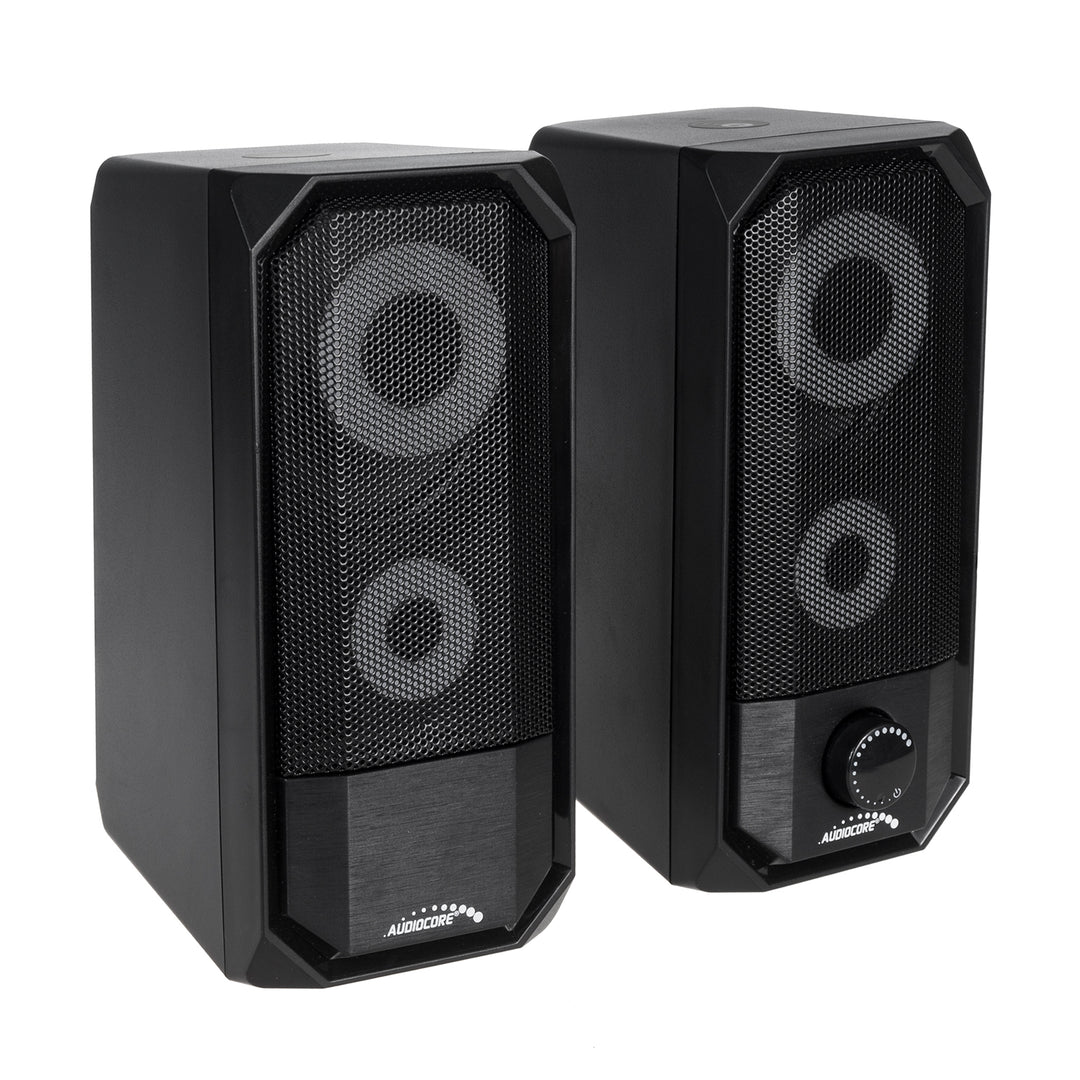 Altavoces de computadora Bluetooth 5.0, miniconector de 3.5 mm, USB 5v Audiocore AC845 negro 10W - control táctil