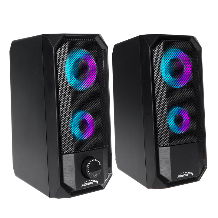 Altavoces de computadora Bluetooth 5.0, miniconector de 3.5 mm, USB 5v Audiocore AC845 negro 10W - control táctil