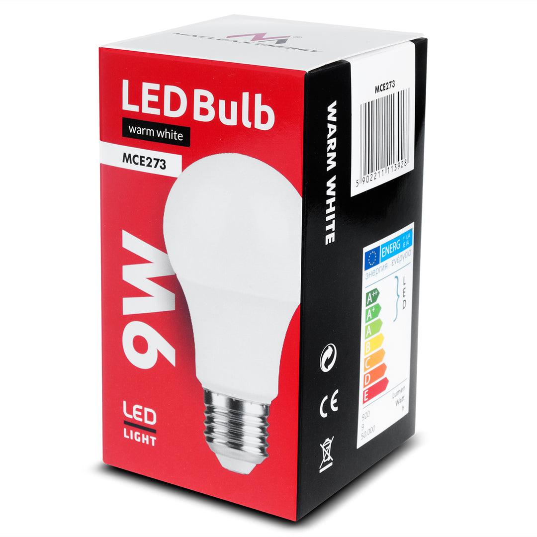 Bombilla LED E27, 9W 230V blanco cálido 3000K 920lm Maclean Energy MCE273 WW