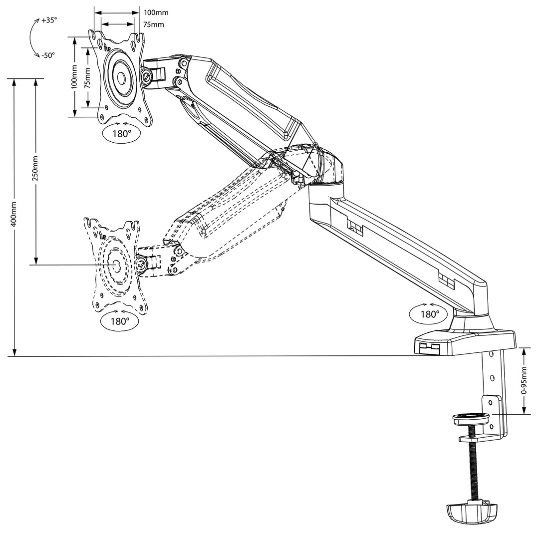 Maclean MC-860 Monitor-Tischhalterung, Ständerhalter, LED-LCD, universell, 13" - 27" VESA, 8 kg