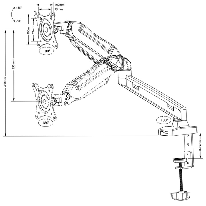 Maclean MC-860 Monitor Desk Mount Bracket Stand Holder LED LCD Universal 13 "-27" VESA 8kg