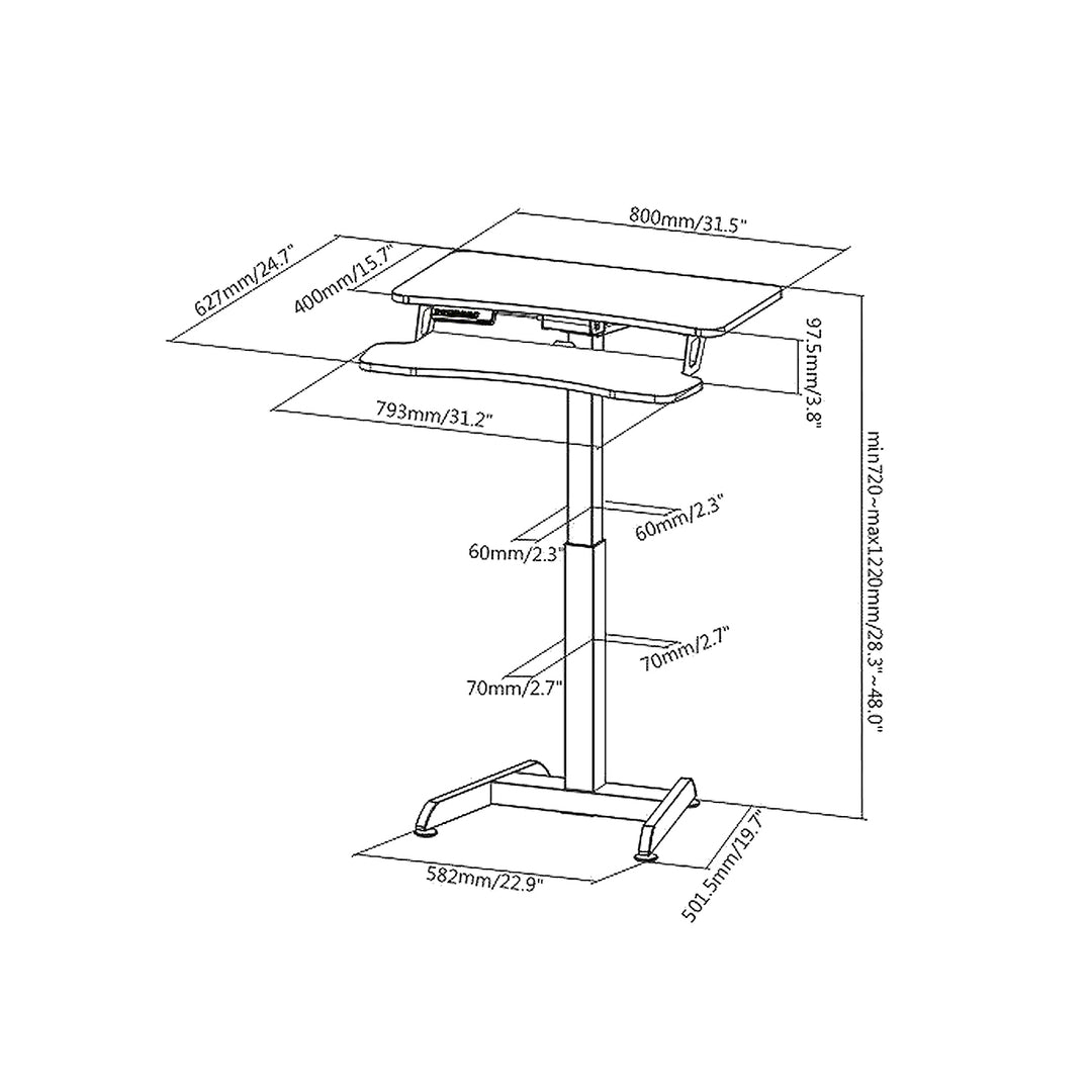 Maclean MC-835 Tragbarer Schreibtisch, elektrisch höhenverstellbar, max. 72–122 cm. 37-kg-Bedienpult-Sitz-Steh-Arbeitsplatz