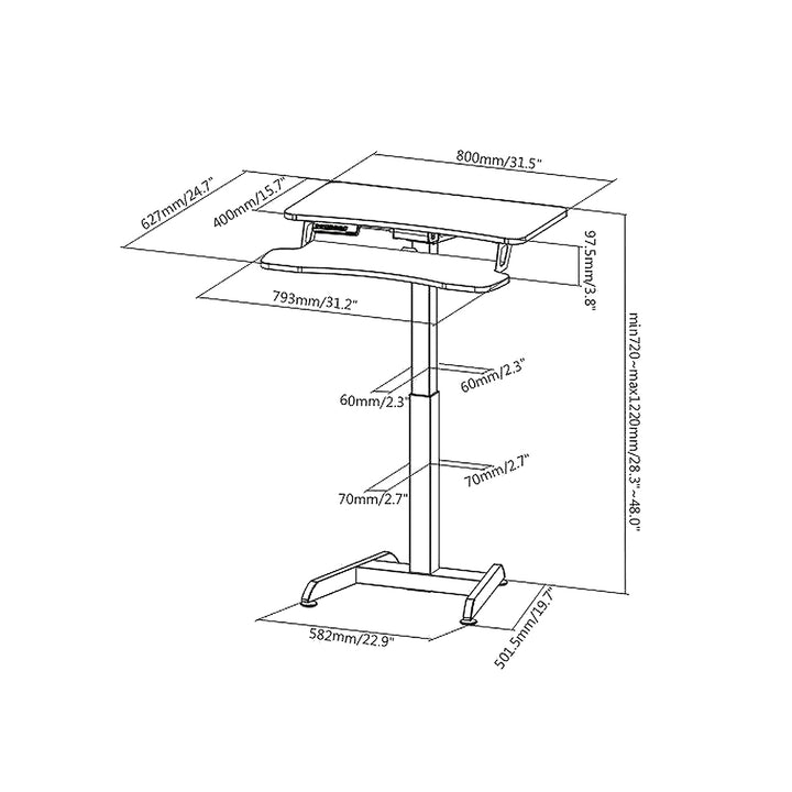 Maclean MC-835 Portable Desk Portable Height Regulable 72 -122cm max. 37 kg Control Panel Sit Stand Work Station