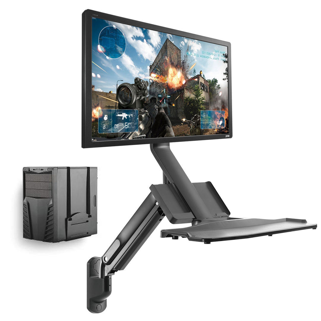 Maclean MC-838 3 in 1 Monitor Keyboard & PC Bracket Computer Holder Wall Mount Tray 17" - 32" VESA