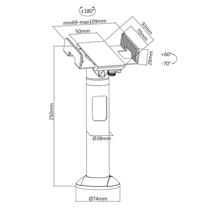 Maclean MC-847 Payment Terminal Card Holder Desk Table Mount Adjustable Universal Pole Tabletop Stand