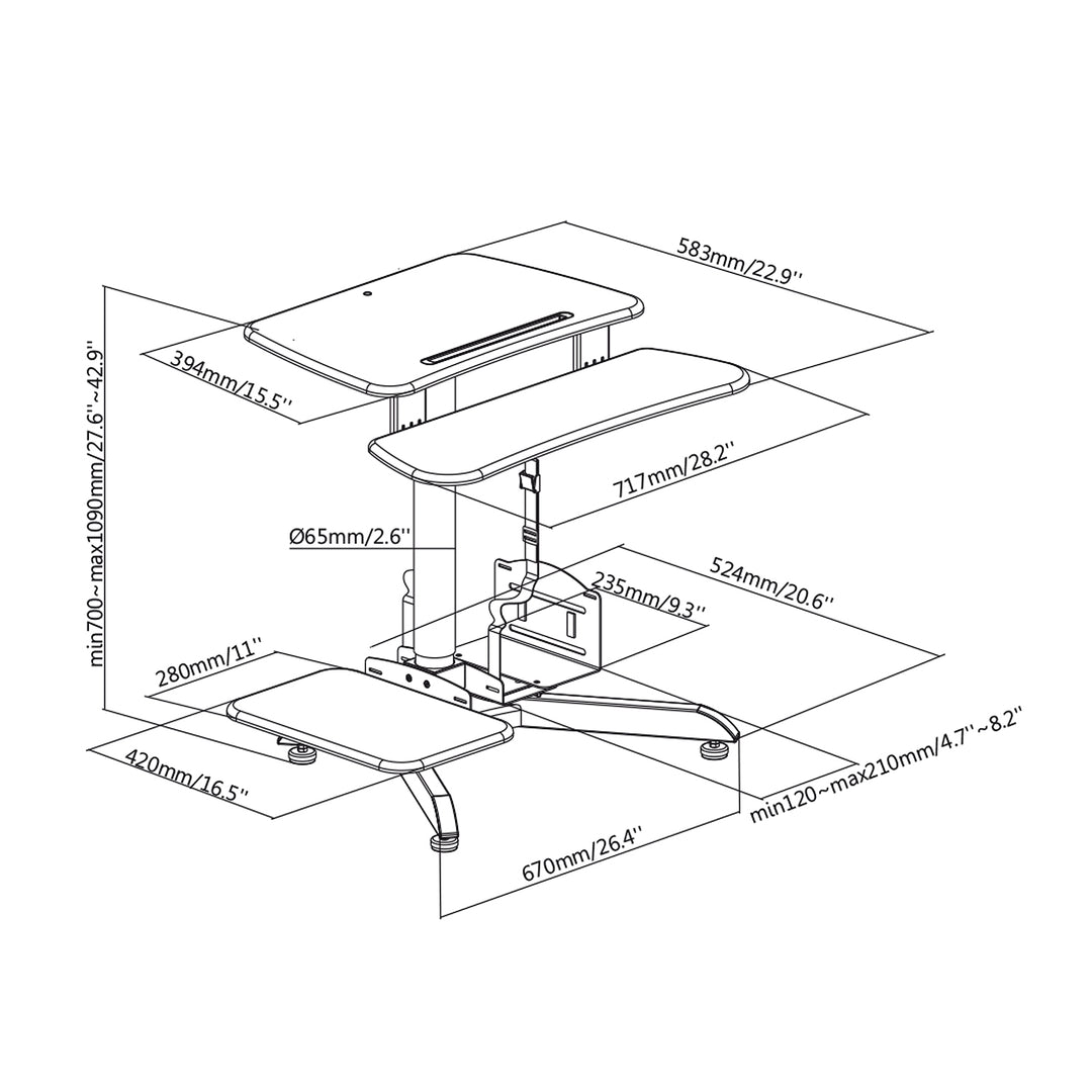 Laptoptafel hoogte verstelbaar werkstation Maclean MC-848