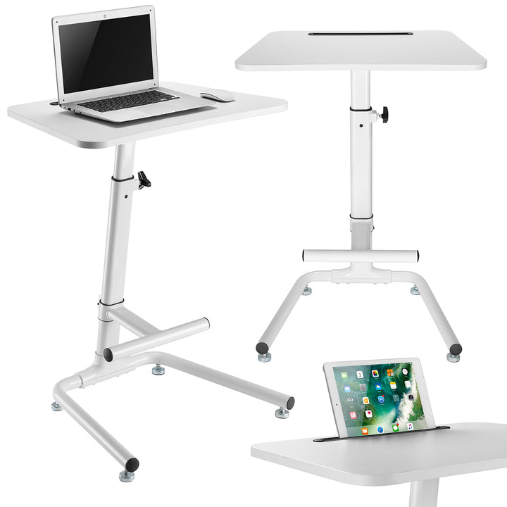 Maclean MC-849 Schreibtisch Tisch Laptop-Stand mit Fußstütze Notebook Tisch Höhe verstellbar Max Höhe 120cm