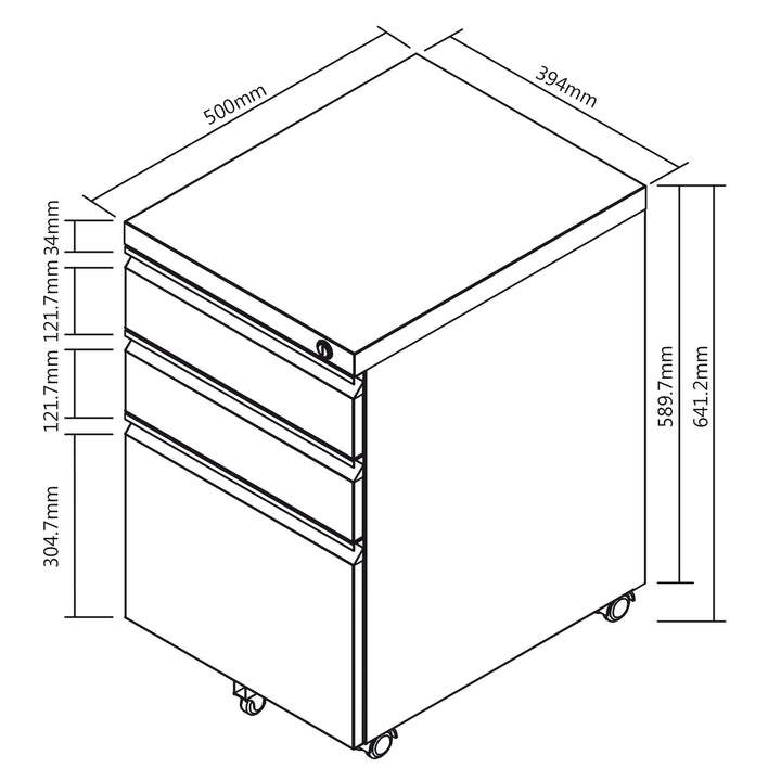 Contenedor de oficina con cerradura Gabinete de datos de oficina 39x64x50cm Negro Maclean