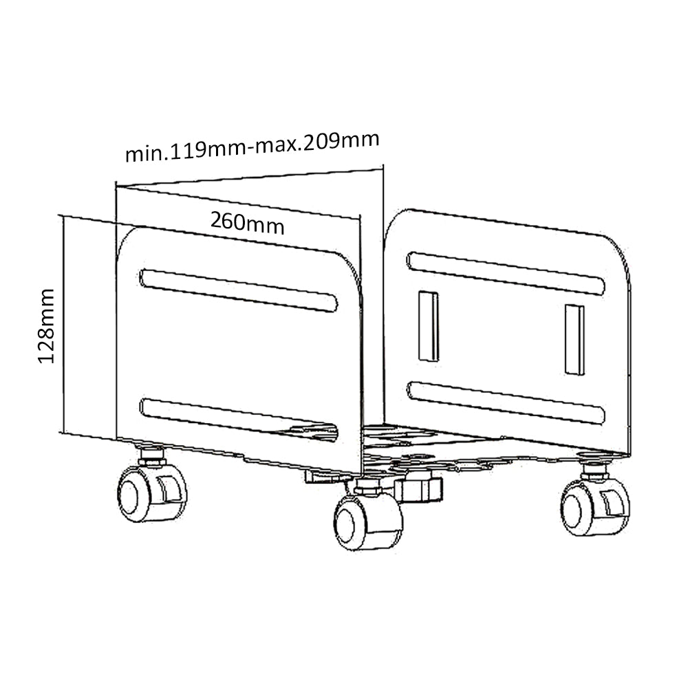 Universele Computer Stand Cart met wielen Mobile CPU tot 10kg winkelwagen PC Desktop