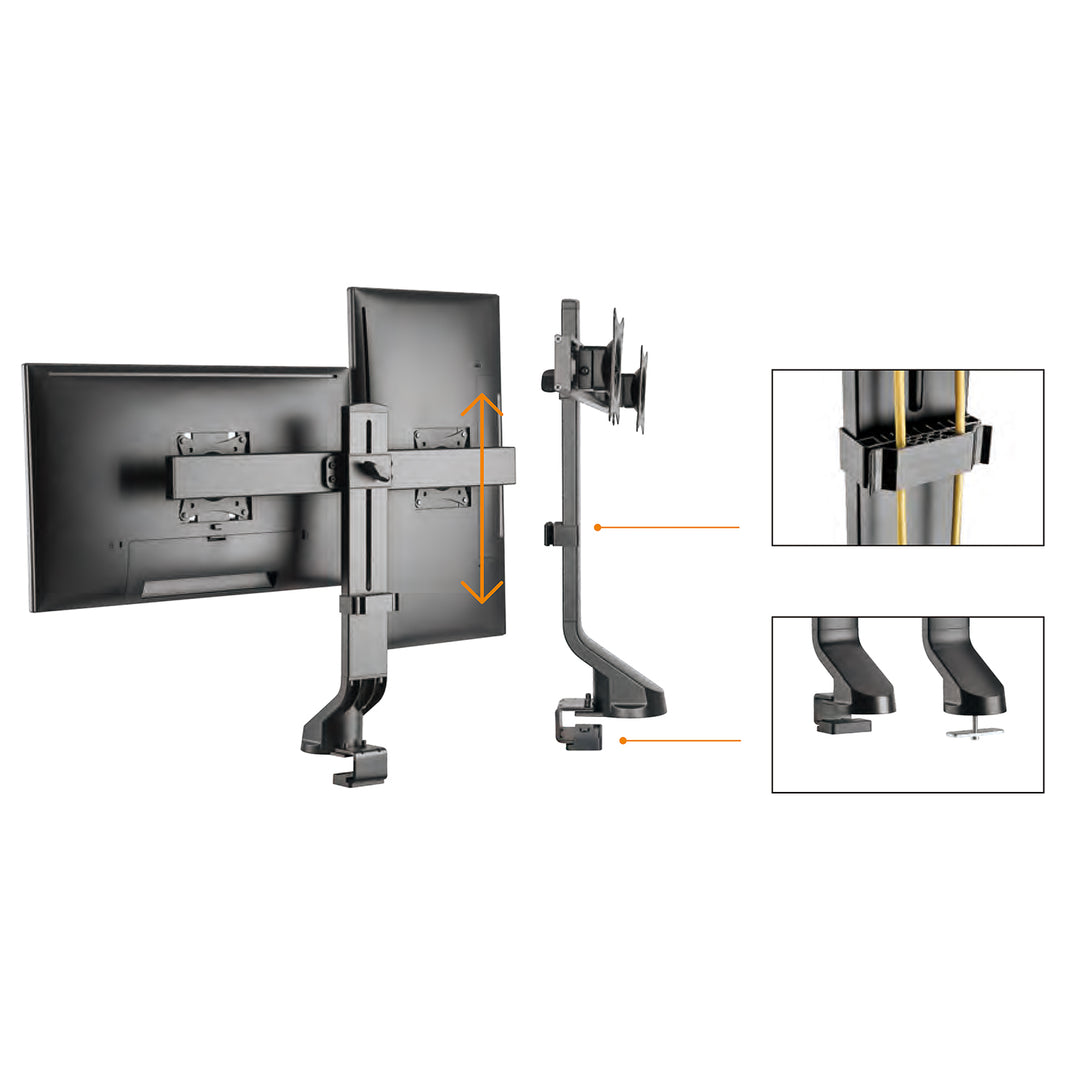 Maclean MC-854 Support de moniteur double support de bureau pour 2 moniteurs 17" - 27" 14 kg VESA LCD LED