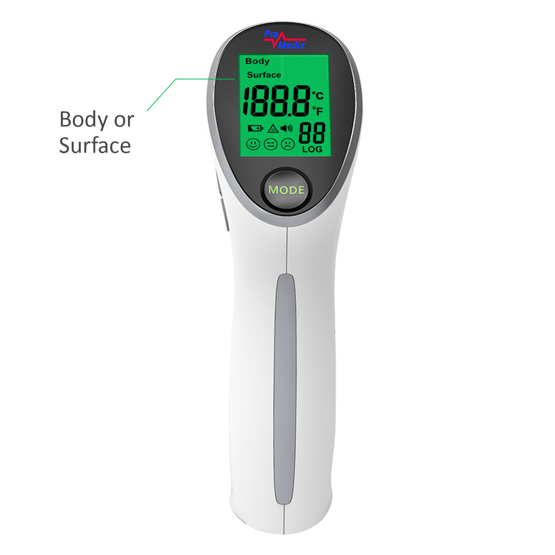 Promedix PR-960 Non-Contact Infrared Medical Thermometer, Battery Operated, for Body and Surface, Multipurpose