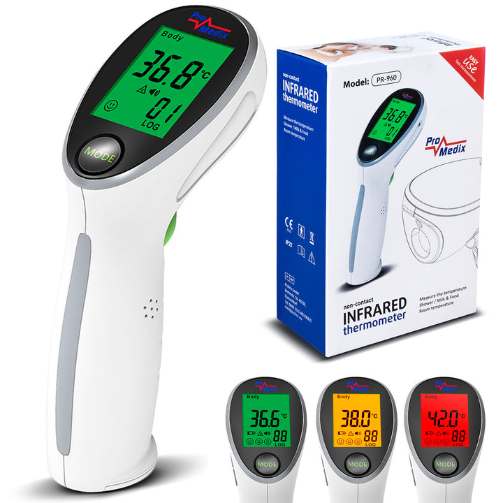 Promedix PR-960 Non-Contact Infrared Medical Thermometer, Battery Operated, for Body and Surface, Multipurpose