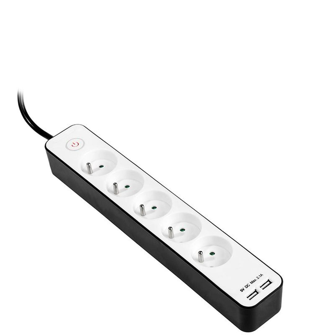 Stekkerdoos TRACER Zebra 1.5m 5 2xUSB-aansluitingen