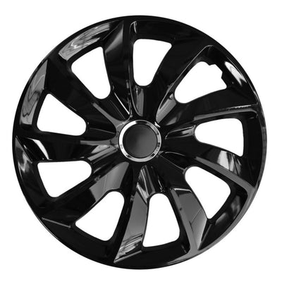 NRM 15 "Roues de roue" Covers Universal Hub Caps Black Gloss Lacquered Solid Set 4 PCS