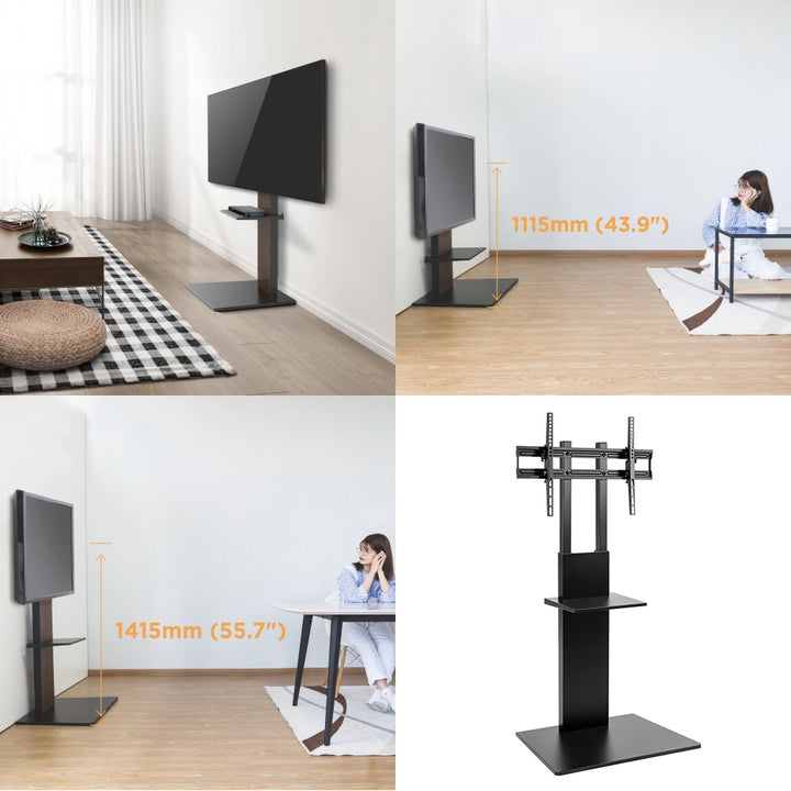 Maclean MC-865 Professional Moderno TV Floor Stand con Shelf per 37 "- 70" Schermi, carico max 40kg, max VESA 600x400, altezza regolabile, TV Entertainment Station