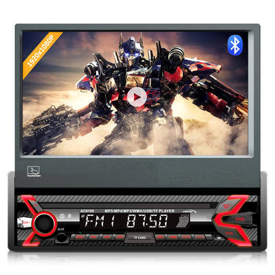 Audiocore AC9100 Autoradio LCD 7" Scherm 1080P MP5 MP3 USB AVI DivX Bluetooth Handsfree RDS Digitale Radio Afstandsbediening 1 DIN