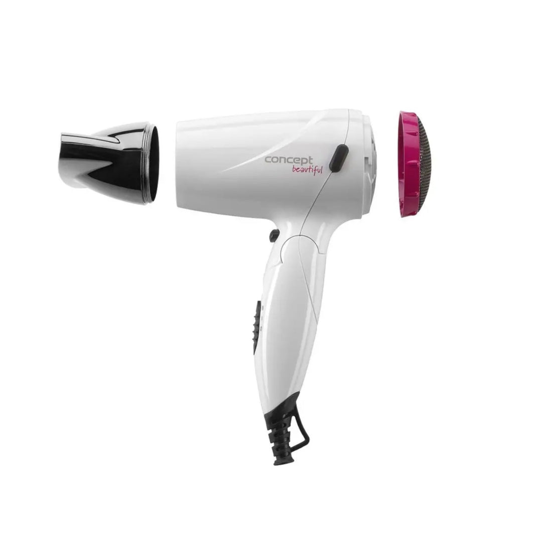 Sèche-cheveux Concept Taille compacte 2 niveaux de puissance Température réglable Poignée pliable 1500W