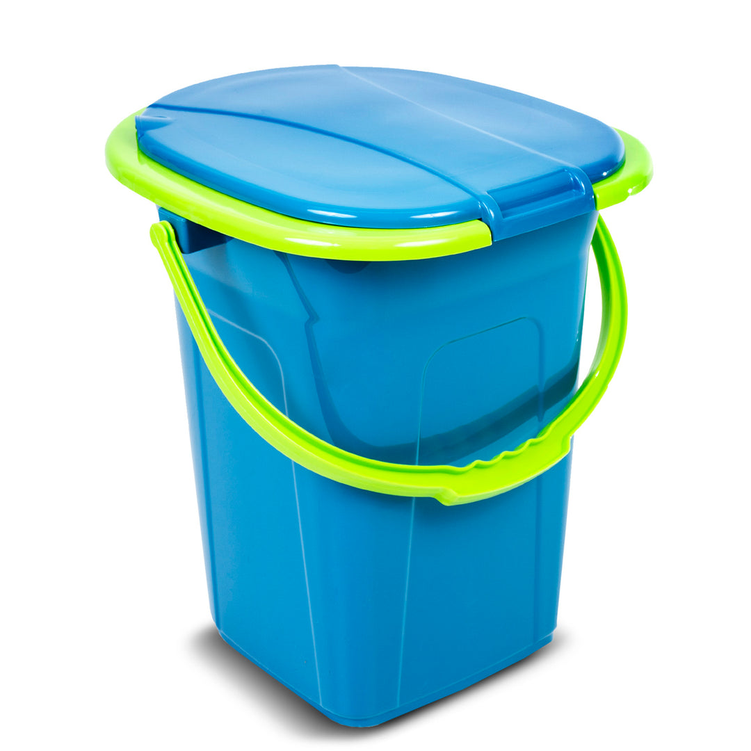 GreenBlue GB320BL siège de seau de toilette de voyage Portable, couvercle à poignée de Festival de Camping Durable Stable19L