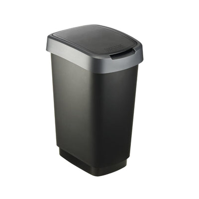 Rothro 1754408850 Rotho Waste Bin 25L Black and Silver Trash Can