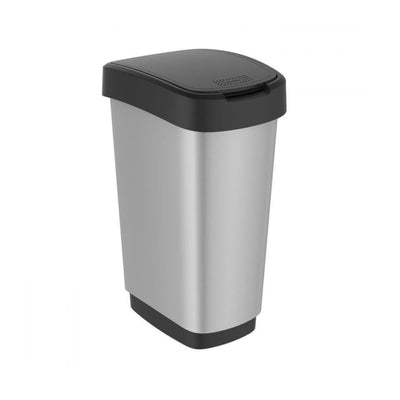 Rotho 1167610264 Waste Bin Trash Can Metallic Lid Durable 25L