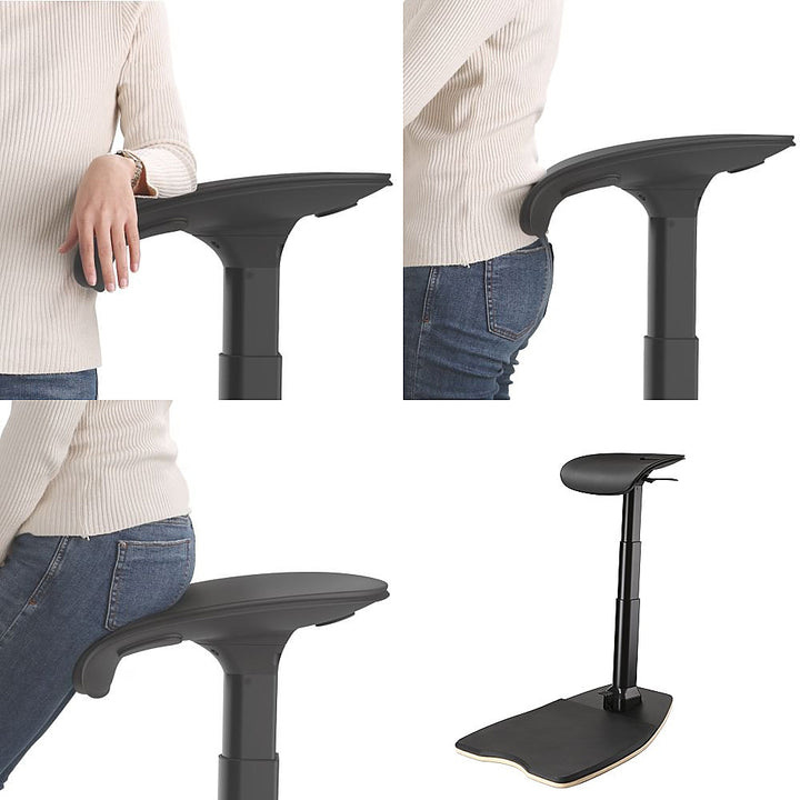 Maclean MC-872 Ergonomic Office Stool with Height Adjustment, Standing Stool, Back Support Arm Support for Healthy Back Straight Spine Ergonomic Office Work