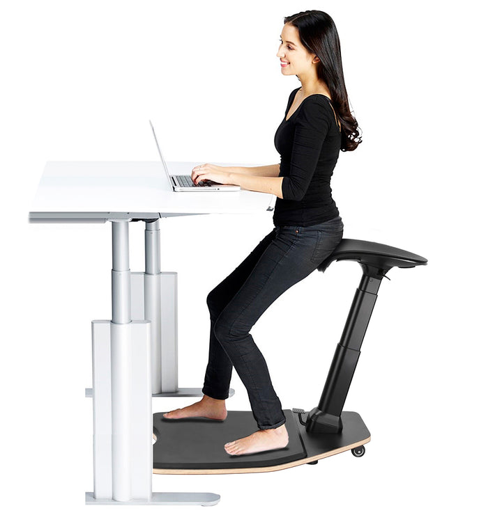 Maclean MC-872 Ergonomic Office Stool with Height Adjustment, Standing Stool, Back Support Arm Support for Healthy Back Straight Spine Ergonomic Office Work