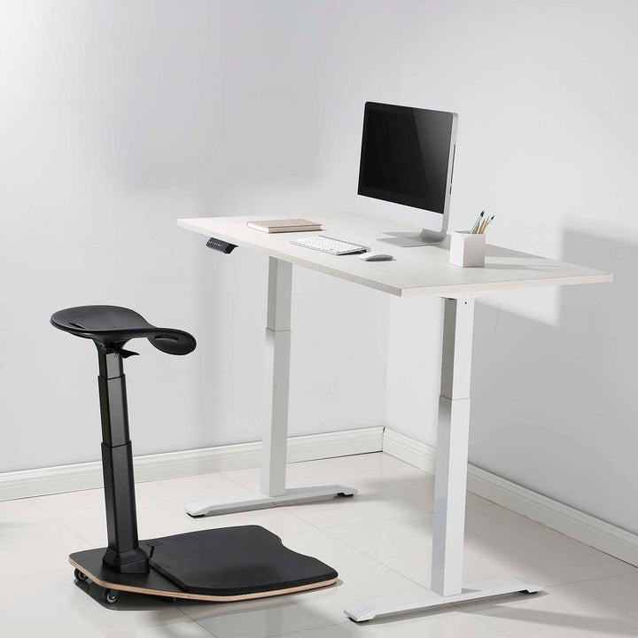 Maclean MC-872 Ergonomic Office Stool with Height Adjustment, Standing Stool, Back Support Arm Support for Healthy Back Straight Spine Ergonomic Office Work