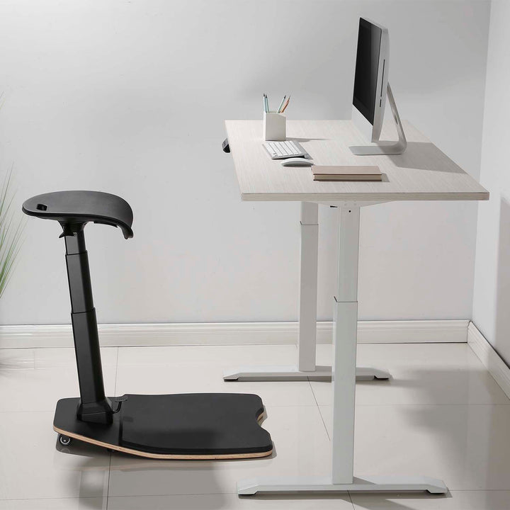 Maclean MC-872 Ergonomic Office Stool with Height Adjustment, Standing Stool, Back Support Arm Support for Healthy Back Straight Spine Ergonomic Office Work