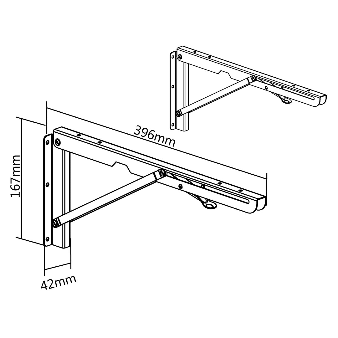 Maclean MC-876 Wall Brackets Folding Shelf Mount Table 50kg Solid Set  Assembly Elements