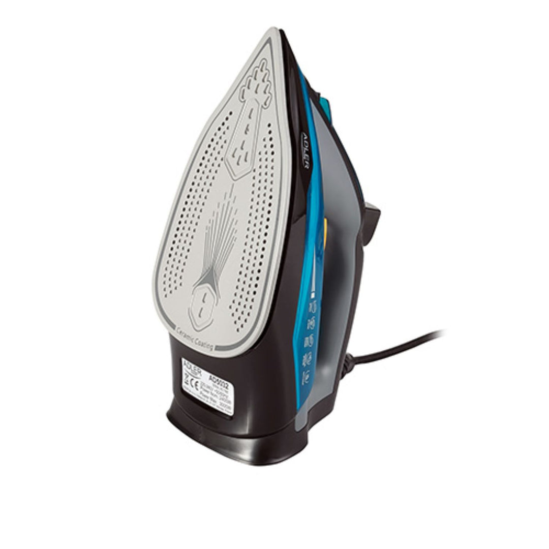 Steam Iron Ceramic Foot Dry Ironing 3000W 9in1 350ml Self-Cleaning 5 Functions