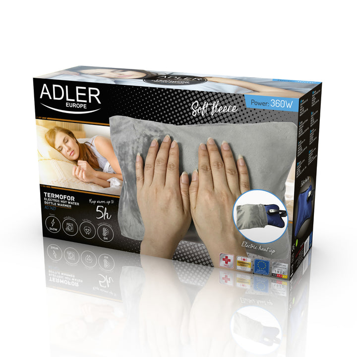 Adler AD 7427 Electric Hot Water Bottle Bedwarmer Soft Fleece Cover Warmer Keep Warm 360W