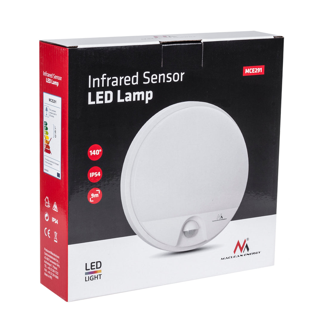 Maclean MCE291 W LED de pared Sensor de movimiento infrarrojo lámpara de pared LED iluminación interior exterior 15W impermeable a prueba de polvo