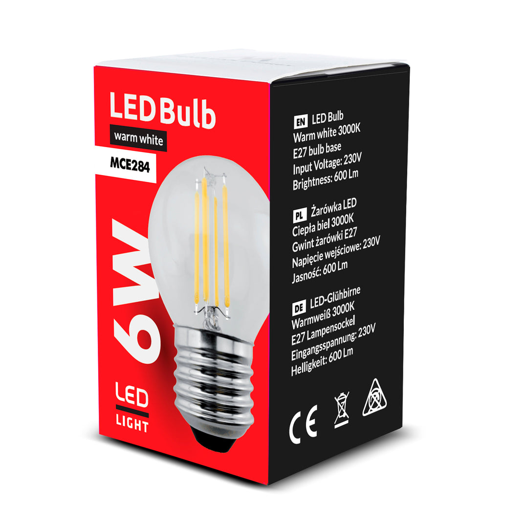 Maclean Energy MCE284 LED filament bulb E27, 6W 230V WW warm white 3000K 806lm retro decorative edison