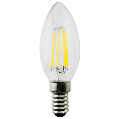 Maclean Energy MCE285 bombilla de filamento LED E14, 4W 230V WW blanco cálido 3000K 470lm retro edison vela decorativa C37