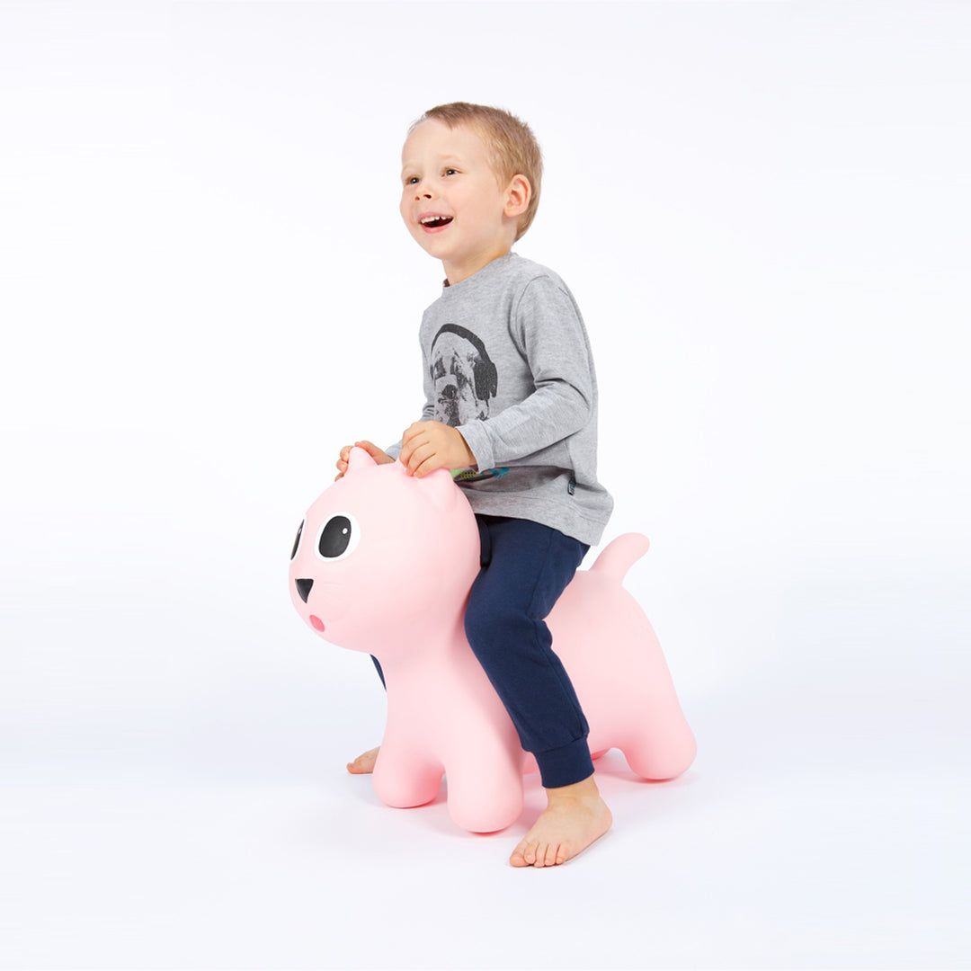 Hoppimals Pink Kitty Inflatable Rubber Space Hopper Bouncer for Kids