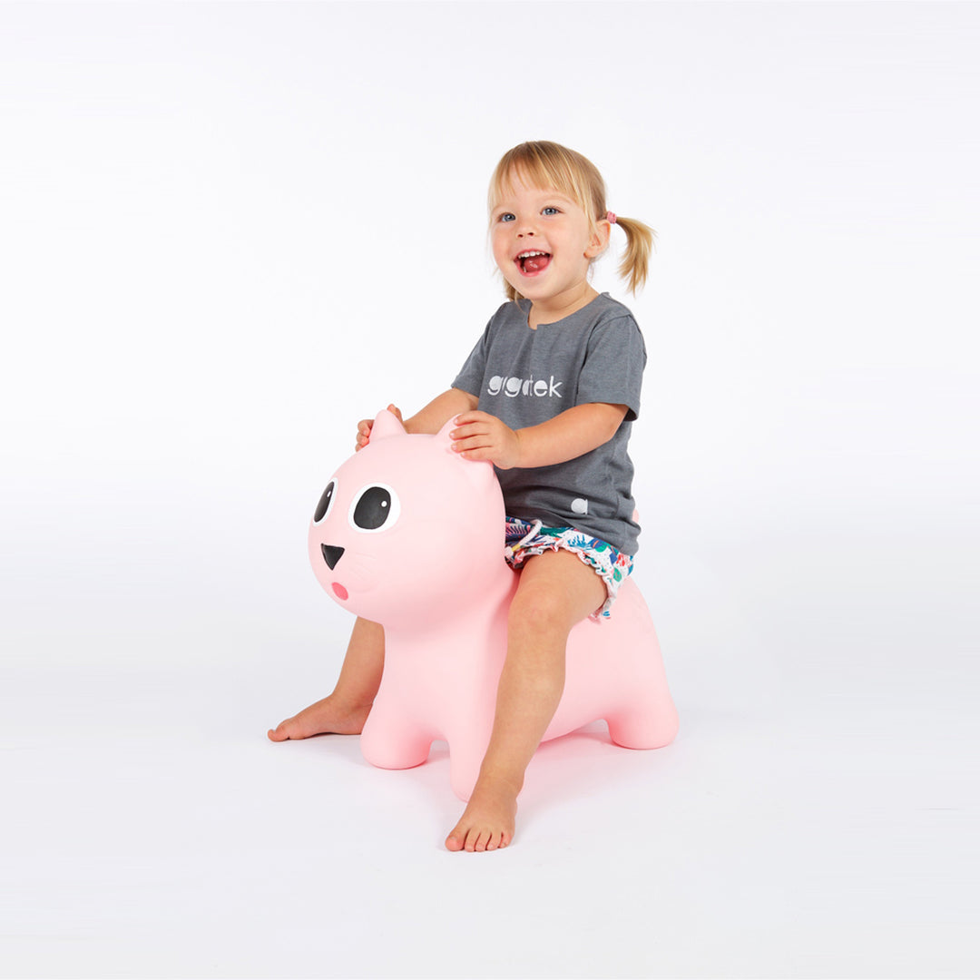 Hoppimals Pink Kitty Inflatable Rubber Space Hopper Bouncer for Kids
