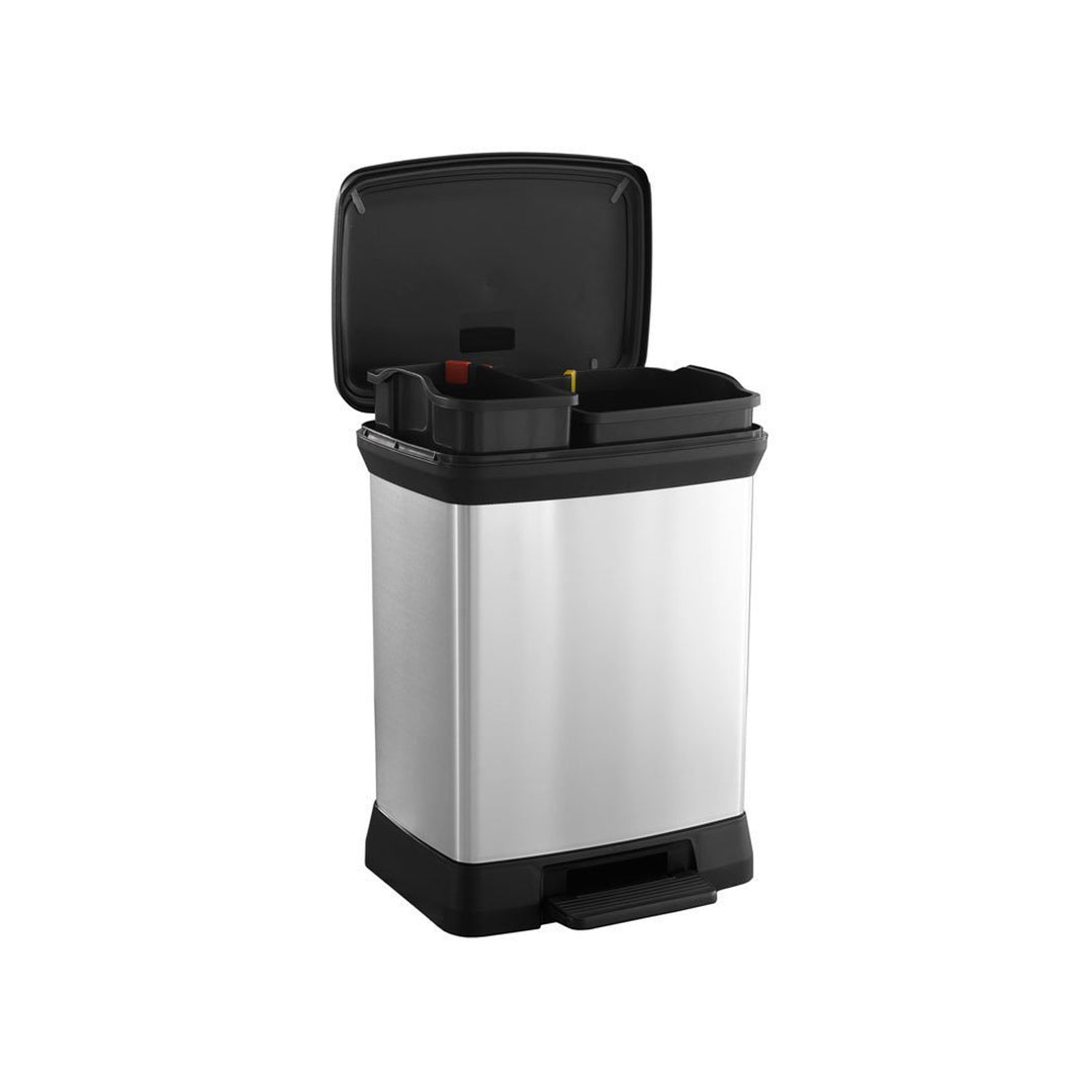 curver duo pedal bin Curver Deco Bin Duo with Pedal for Segregation Recycling Metallized 10 – Euroelectronics EU