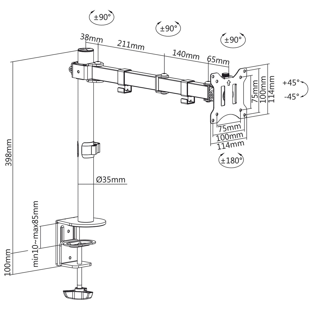 Maclean MC-883 Monitor Bracket LCD LED Screen Desktop Holder Universal 8kg Vesa 17'' - 32"