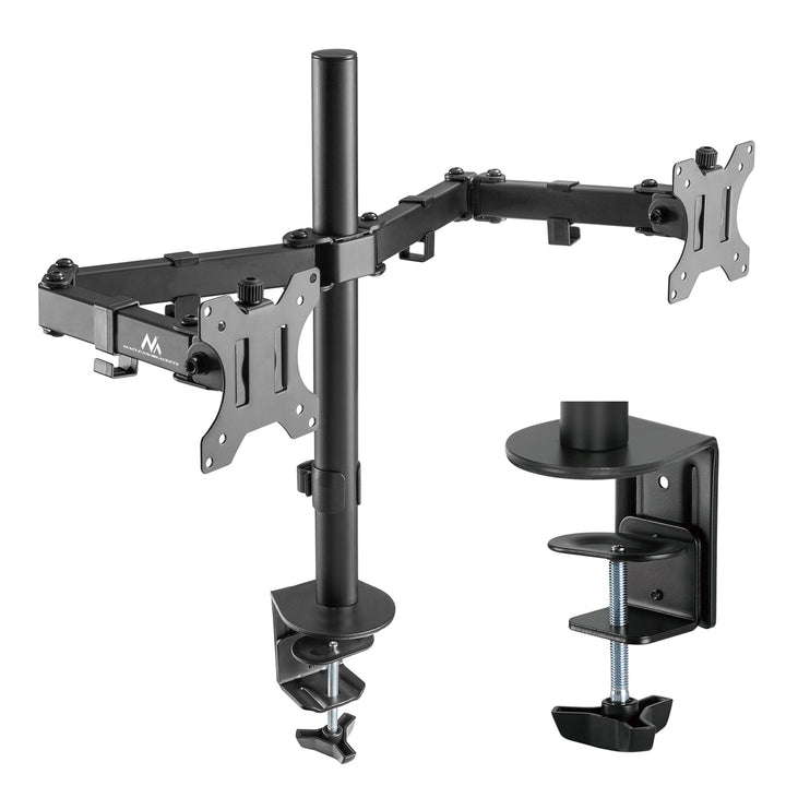 Maclean Brackets MC-884  Double Desk Bracket For 2 Monitors LCD Adjustable Gaming Office VESA 7'' - 32"