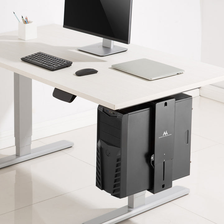 Maclean MC-885 B Under Desk Computer Holder Black Adjustable Max. 10kg.