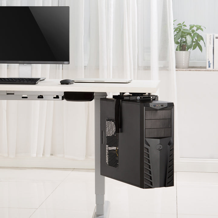 Maclean MC-885 B Under Desk Computer Holder Black Adjustable Max. 10kg.