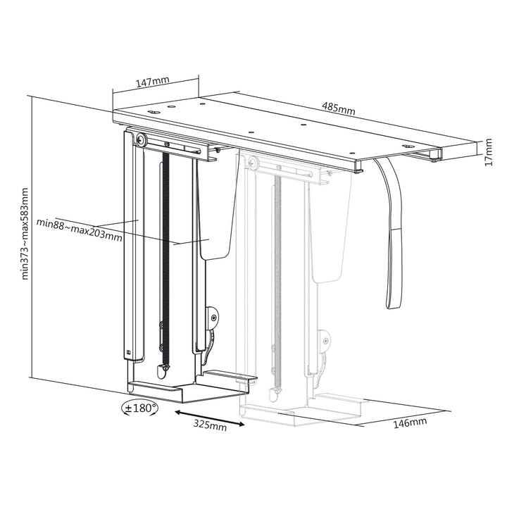 Support de boîtier d'ordinate montage vertical sous bureau max. 10kg Maclean MC-885 B