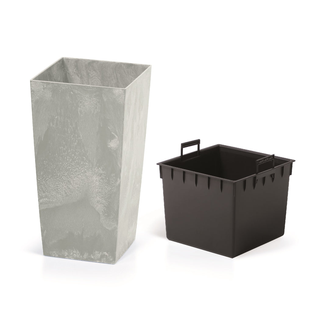 Vaso da fiori con inserto Urbi Square Beton DURS265B-422U - colore e motivo che imitano il cemento